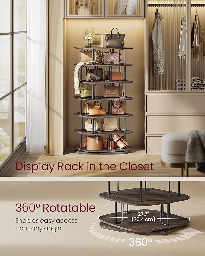 VASAGLE 7-Tier Shoe Rack, Rotating Shoe Rack Tower, Shoe Closet Organizer - Image 6