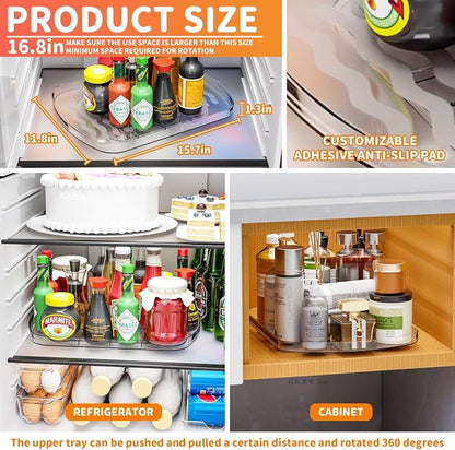 Yieach Clear Refrigerator Lazy Susan Turntable, 15.7''x11.8'', Rectangular - Image 2