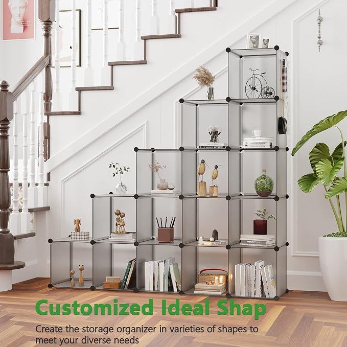 C&AHOME 16-Cube Storage Organizer, Plastic Shelves Units, DIY Closet Organizer - Image 2