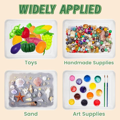 10 Pcs Activity Plastic Art Trays, Stackable Craft Tray, Flat Storage Tray - Image 5