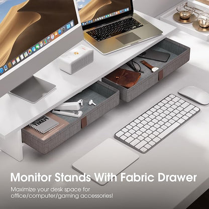 Fenge Monitor Stand with Drawer, 2 Tiers Dual Monitor Riser - Image 4
