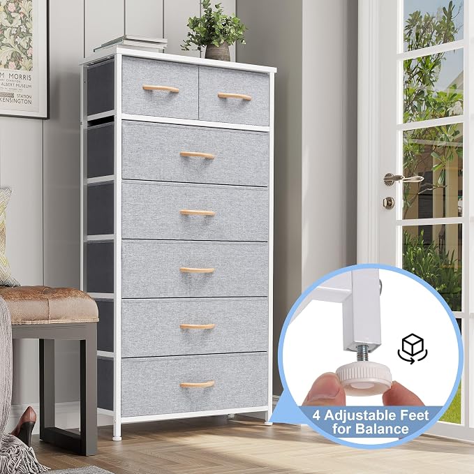 Fabric Dresser with 7 Drawers, Vertical Storage Tower | Sturdy Steel Frame - Image 7