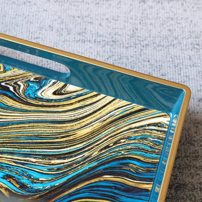 Spsyrine Serving Tray, Marble Decorative Tray Plastic Rectangular Coffee Table - Image 5