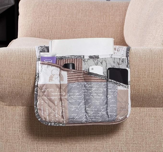 Brilliant Sunshine Paris and Toile Floral Patchwork Couch Armrest 5 Pockets by BrilliantSunshine