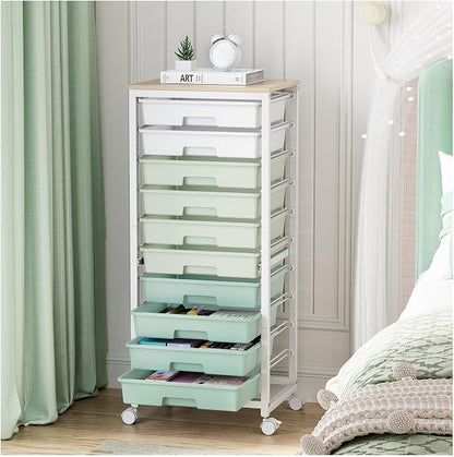 Rolling Cart with Drawers, 10 Drawer Rolling Cart, Storage Cart, Utility Cart by SYKIARIOL