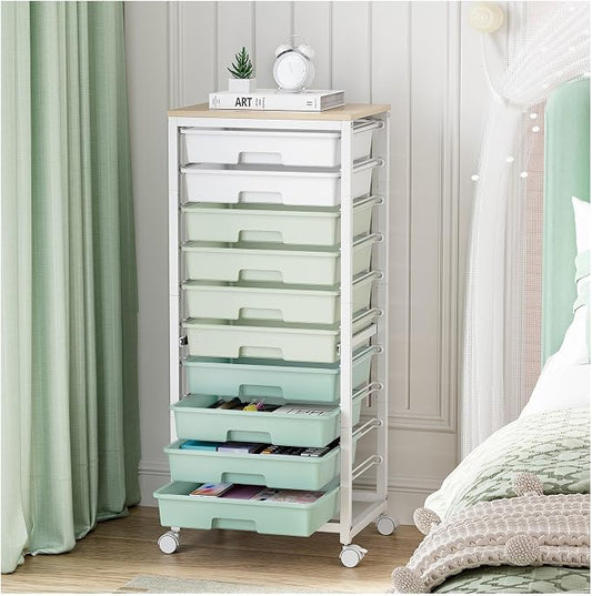 Rolling Cart with Drawers, 10 Drawer Rolling Cart, Storage Cart, Utility Cart by SYKIARIOL