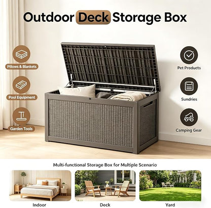 328 Gallon Waterproof Outdoor Storage Box, Heavy Duty Resin Deck Box Lockable - Image 2