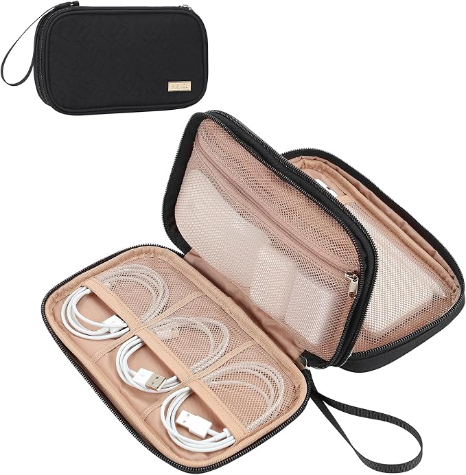NISHEL Travel Cord Organizer Case, Double Layers Tech Electronic Bag, Essentials by NISHEL