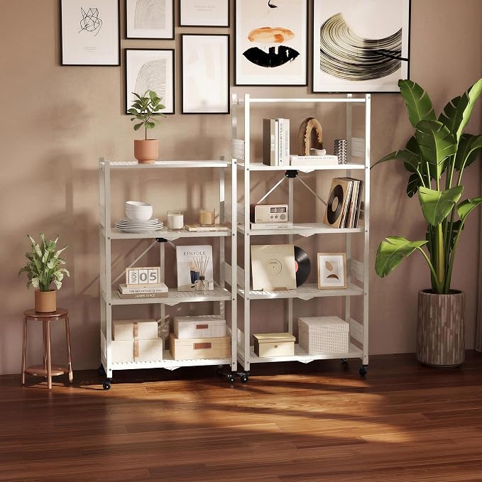 WORKPRO 4-Tier Folding Shelf, No-Assembly Metal Storage Rack - Image 2
