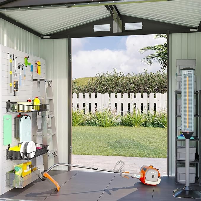 Aoxun 6x4ft Shed with Floor Heavy-Duty Galvanized Steel Outdoor Storage Shed - Image 7