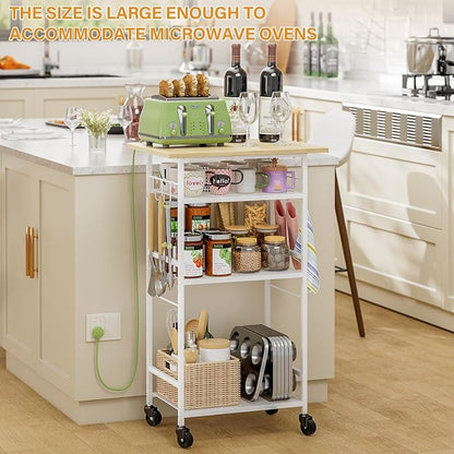 Rolling Kitchen Microwave Cart, 4 Tier Microwave Table Stand - Image 4