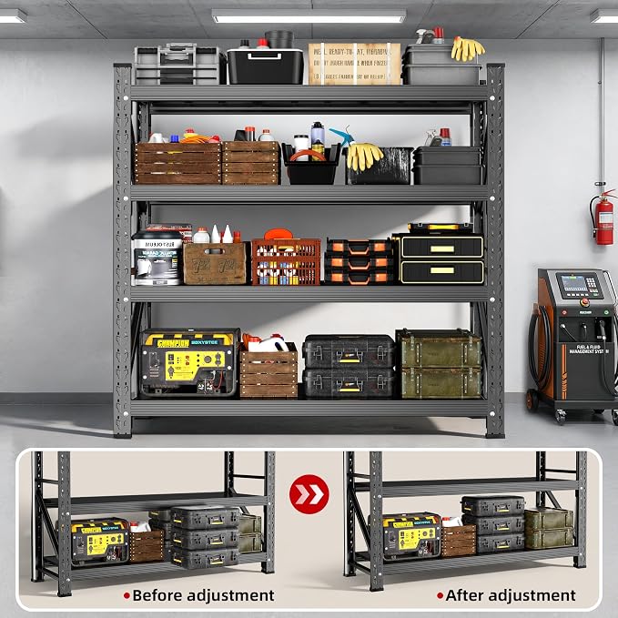 Heavy Duty Garage Shelving 59" W x 23" D x 67" H, 5000LBS Metal Shelving Unit - Image 6