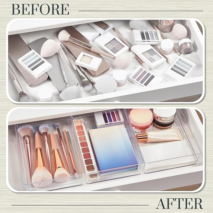 STORi SimpleSort 3-Piece Stackable Clear Drawer Organizer Set | 9" x 6" x 2" - Image 6