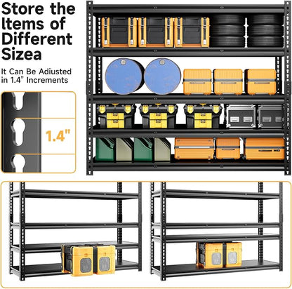 5-Tier 60”D X 20”W X 72”H Garage Shelving Heavy Duty 3000LBS Shop Shelves Heavy - Image 5