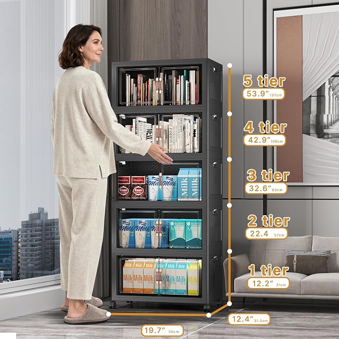 UAMFURI Stackable Storage Bins, 275QT Collapsible Drawers - Image 2