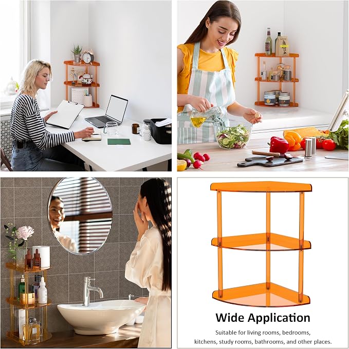 3 Tier Acrylic Corner Shelf Organizer Storage 9.5x9.5x15.7 Inch, Study Room - Image 7