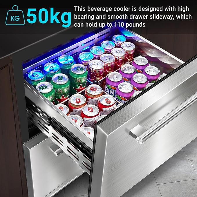 BODEGA 24 Inch Beverage Fridge under Counter, 2 Drawer Outdoor Coolers - Image 5