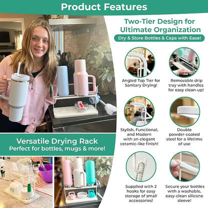 Bottle Drying Rack for Kitchen Countertop, Space Saving Storage Stand - Image 4