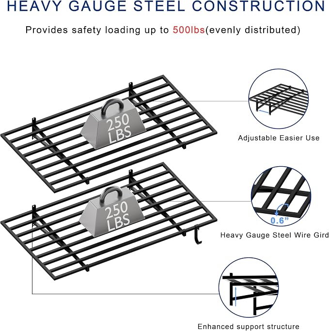 HDDFER Heavy Duty Garage Wall Shelves 24x43 Inch | 2-Pack, wall mounted - Image 5