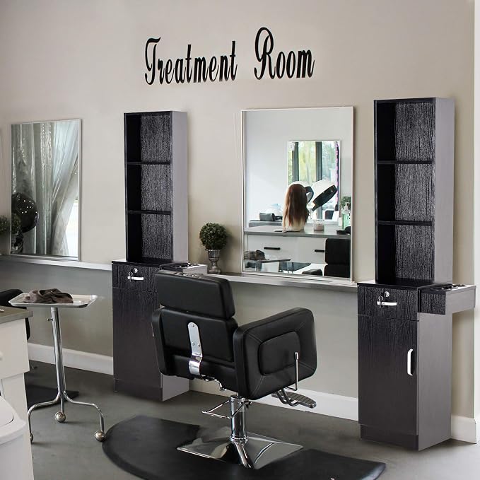 BarberPub Wall Mount Barber Station Hair Styling Drawer Storage Beauty Salon - Image 2