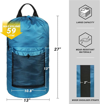 Laundry Bag with Shoulder Straps and Mesh Pocket Laundry Backpack Large - Image 2