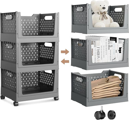 Stackable Storage Bins, Foldable Closet Organizers and Storage Bins Box by TRIOSEA