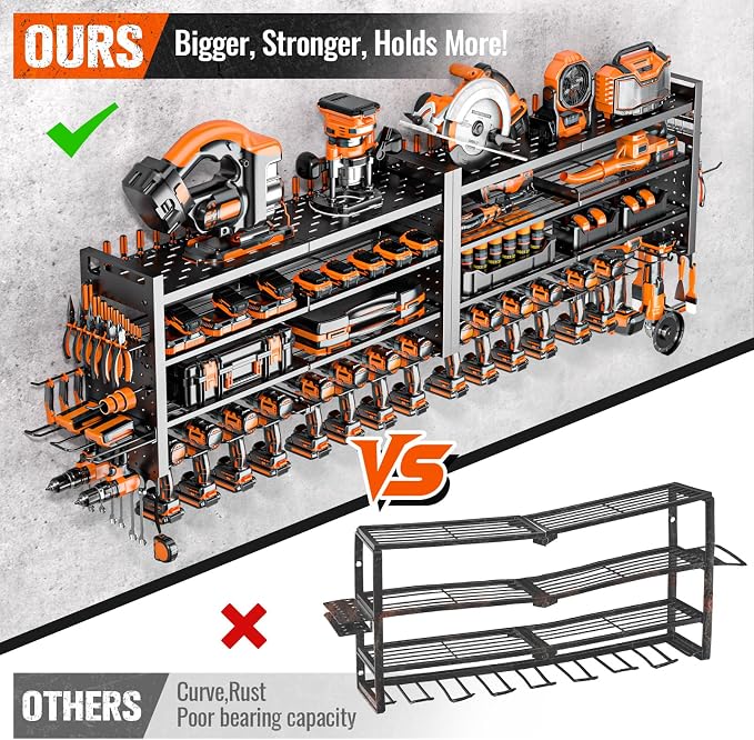 66" W Super Large Power Tool Organizer Wall Mount, Heavy Duty Cordless Tool - Image 7