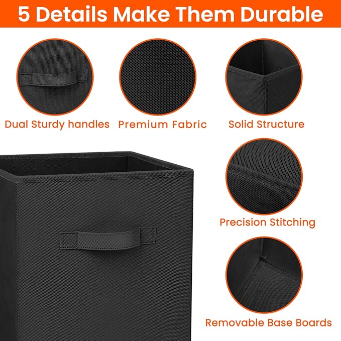 Storage Cubes - 11 Inch Heavy Duty Fabric Storage Bins - Image 3