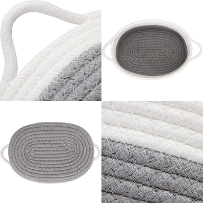 Sea Team 2-Pack Cotton Rope Baskets, Fabric Tray, Oval Open Dish - Image 5