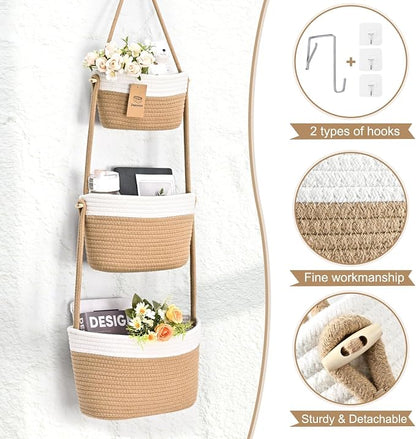 Hanging Basket, 3-Tier Woven Wall Basket - Image 7