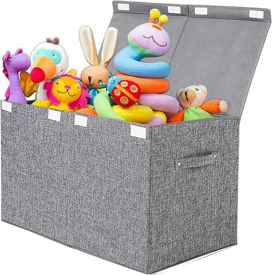 Large Toy Box Storage with Lid, Collapsible Sturdy Toy Chest Storage Bin | Toy by popoly