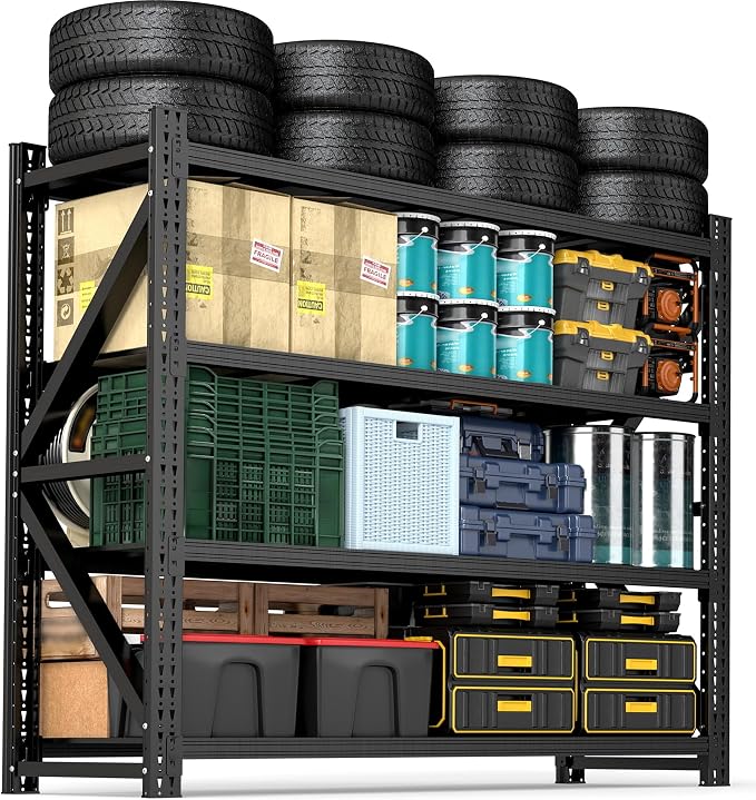 4 Tier Heavy Duty Garage Shelving, Industrial Shelving Built by VIYET