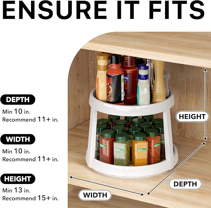 Simple Houseware 2-Tier Lazy Susan Spice Organizer, 10-Inch Diameter - Image 6