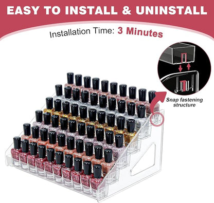 4-Tier Clear Acrylic Nail Polish Storage, Holds 32-64 Bottles, Sunglasses - Image 3