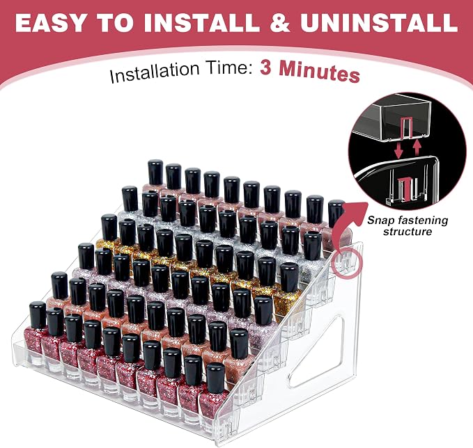 7-Tier Clear Acrylic Nail Polish Storage, Holds 56-112 Bottles, Sunglasses - Image 3