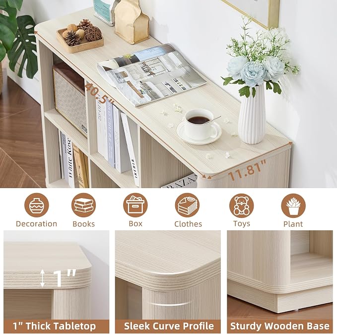 6 Cube Bookcase, Wood Floor Standing 2-Tier Bookshelf - Image 4