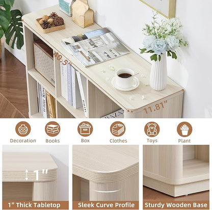 6 Cube Bookcase, Wood Floor Standing 2-Tier Bookshelf - Image 4