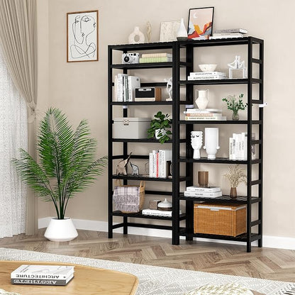 Homykic 6-Tier Bamboo Bookshelves and Bookcases, Adjustable 63.4”Tall Shallow - Image 4