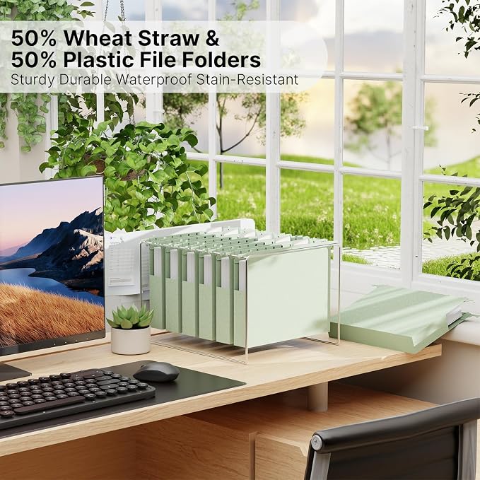 Wheat Straw Plastic Hanging File Folder Letter Size, Heavy Duty 1 Inch Expansion - Image 4