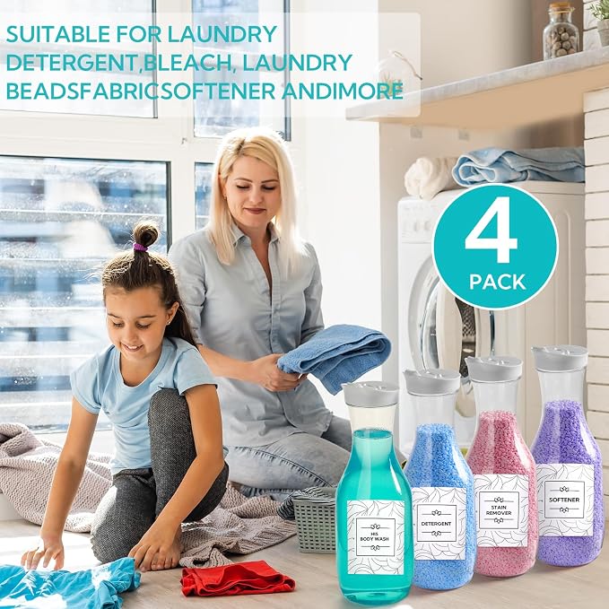 4 Pack Laundry Bottles 53oz Plastic Liquid Detergent Dispenser - Image 7