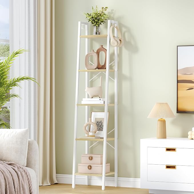 Hzuaneri Ladder Shelf, Freestanding Corner Storage Shelf | Bookcase by Hzuaneri