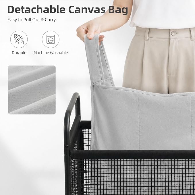 STORAGE MANIAC Rolling Laundry Hamper - Image 4