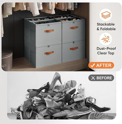 2 Pack Shoe Organizer for Closet, Foldable Shoe Storage Organizer - Image 4