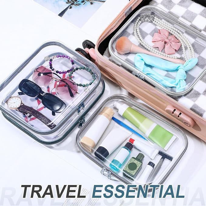 Hoolerry 4 Pcs Hard Clear Zipper Case Makeup Bags Plastic Pencil Pouch - Image 7