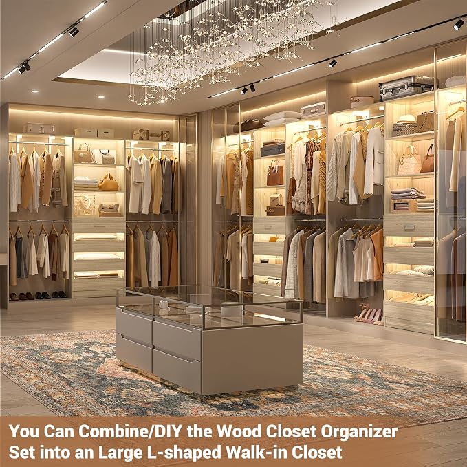 Aheaplus Closet System with 4 Drawers, 8FT Wood Closet Organizer System - Image 5