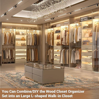 Aheaplus Closet System with 4 Drawers, 8FT Wood Closet Organizer System - Image 5