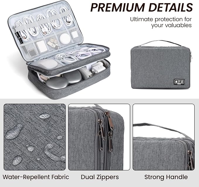 Large Electronic Organizer Travel Case, Double Layer Tech Pouch - Image 3