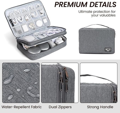 Large Electronic Organizer Travel Case, Double Layer Tech Pouch - Image 3