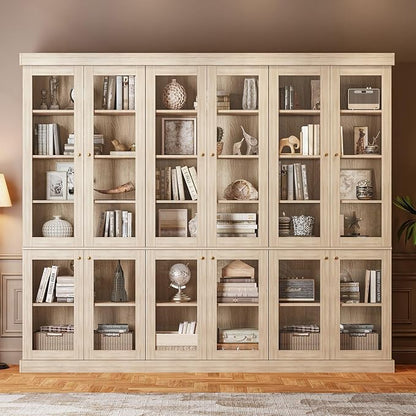 ivaniti 70.8" Bookshelf with Glass Doors, Farmhouse Modular Bookcase with by CraftedforLifesMoments