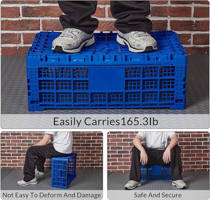 Collapsible Storage Crates, 52 Liter Heavy Duty Foldable Plastic Crates - Image 5